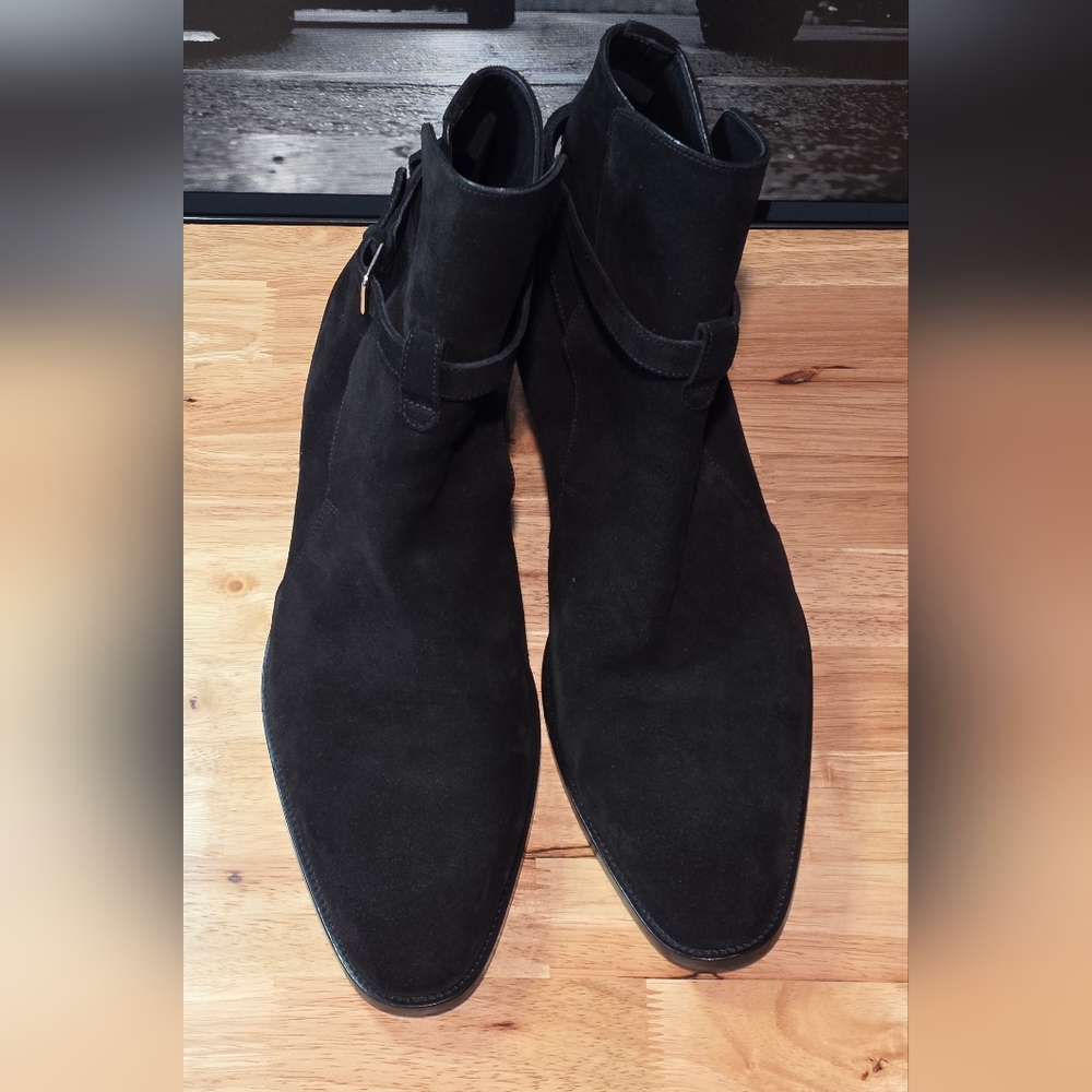 Saint Laurent Paris Wyatt Jodhpur harness boots in black suede EU 46 / US 13 - Picture 2 of 13